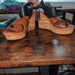 Women's Black and Brown Wedge heels